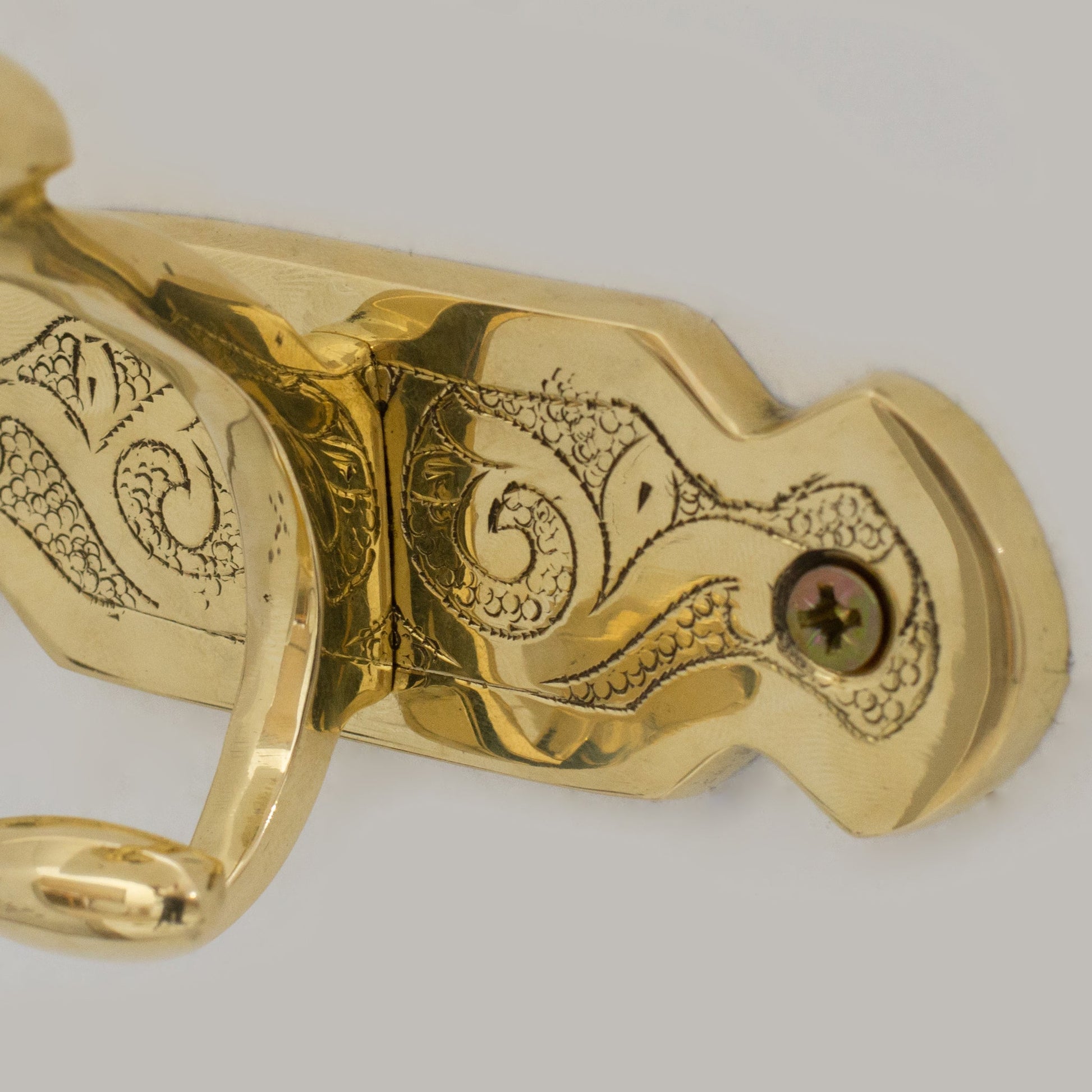 Handcrafted Single Hook, Engraved Wall Hook, Brass Coat Hook, Clothes Hooks - Insideast