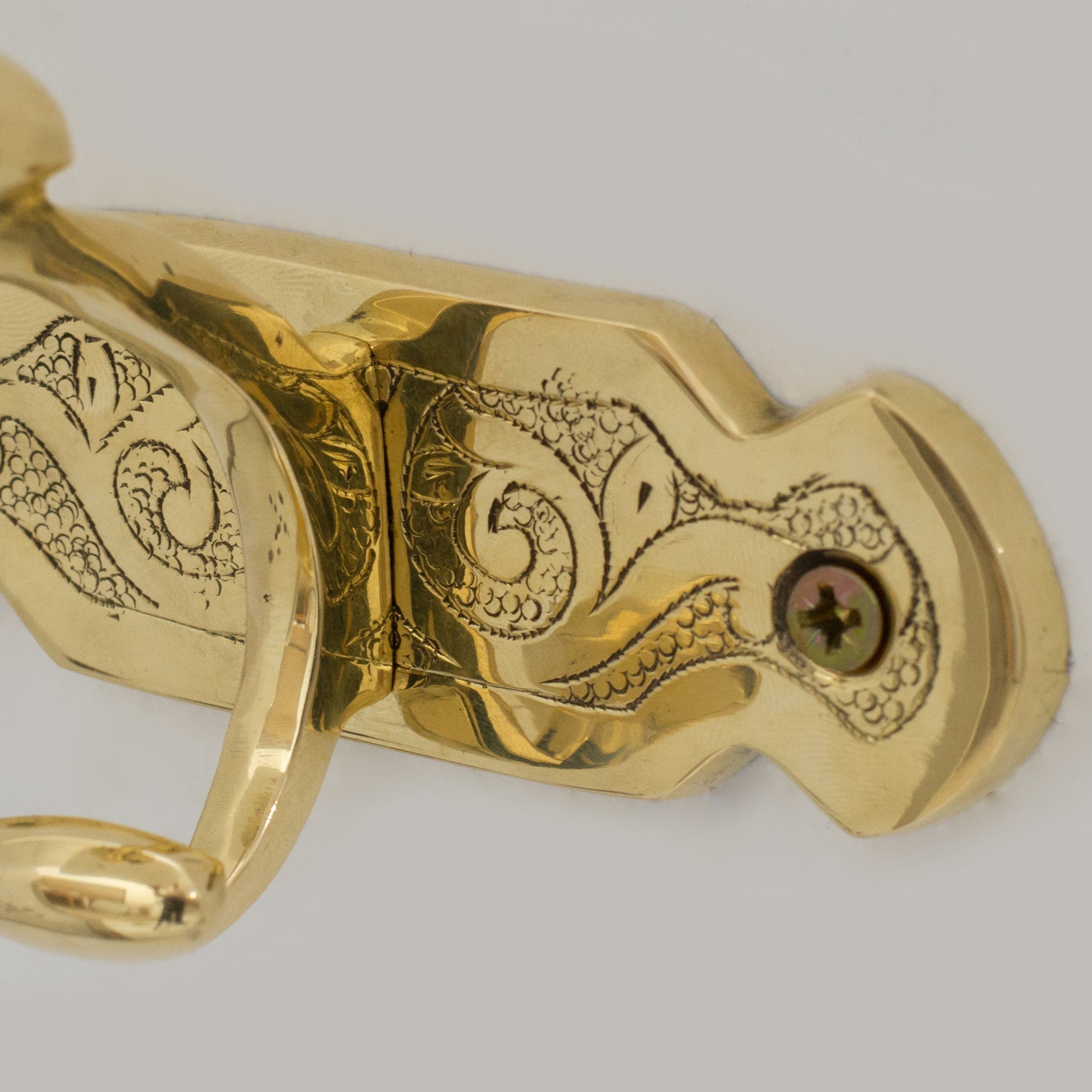Handcrafted Single Hook, Engraved Wall Hook, Brass Coat Hook, Clothes Hooks - Insideast
