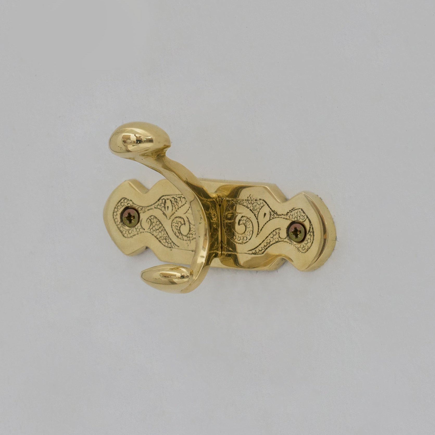 Handcrafted Single Hook, Engraved Wall Hook, Brass Coat Hook, Clothes Hooks - Insideast