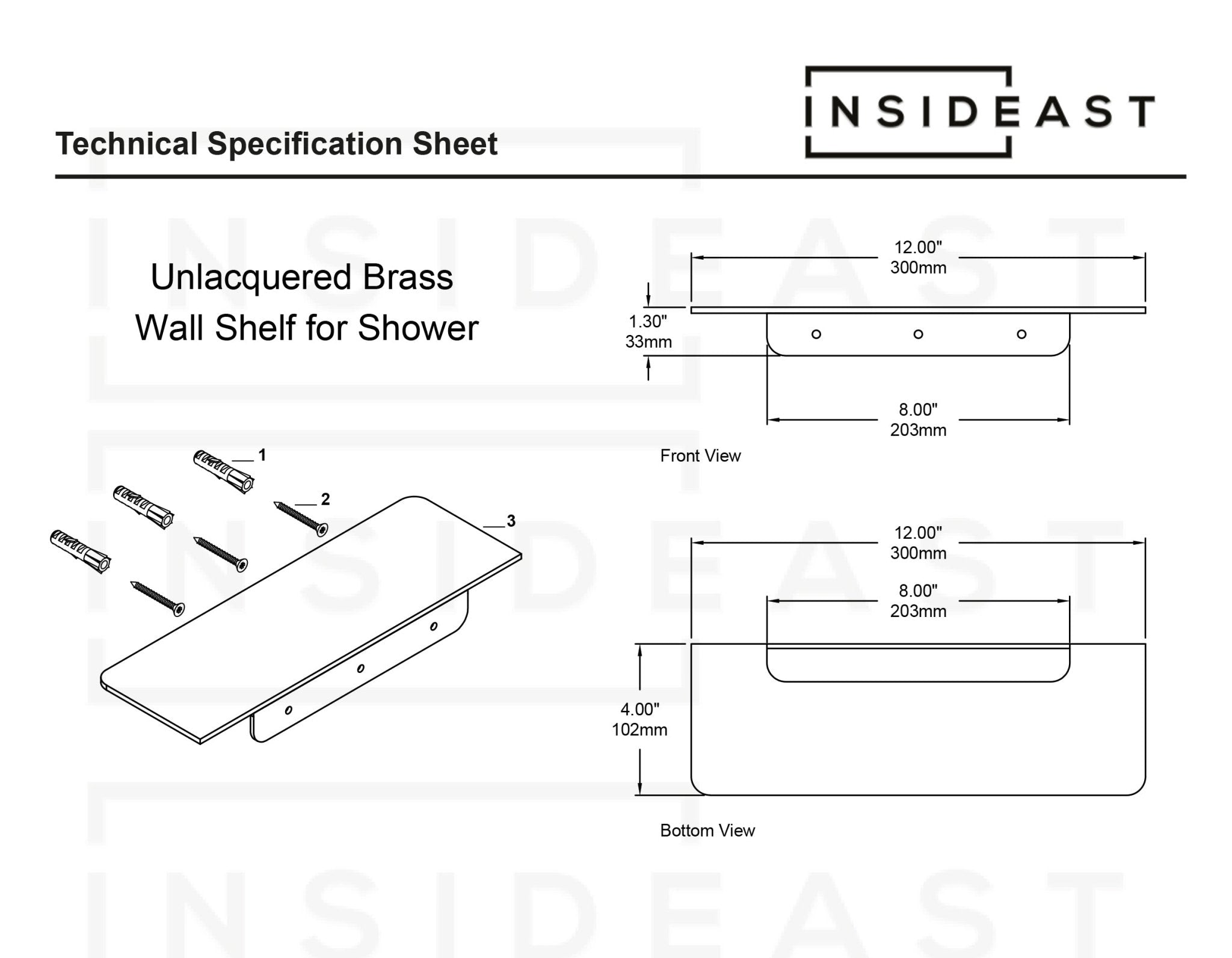 Handcrafted Solid Brass Floating Shelf, Bathroom Shelf Brass, Wall Mount Bathroom Soap Holder - Insideast