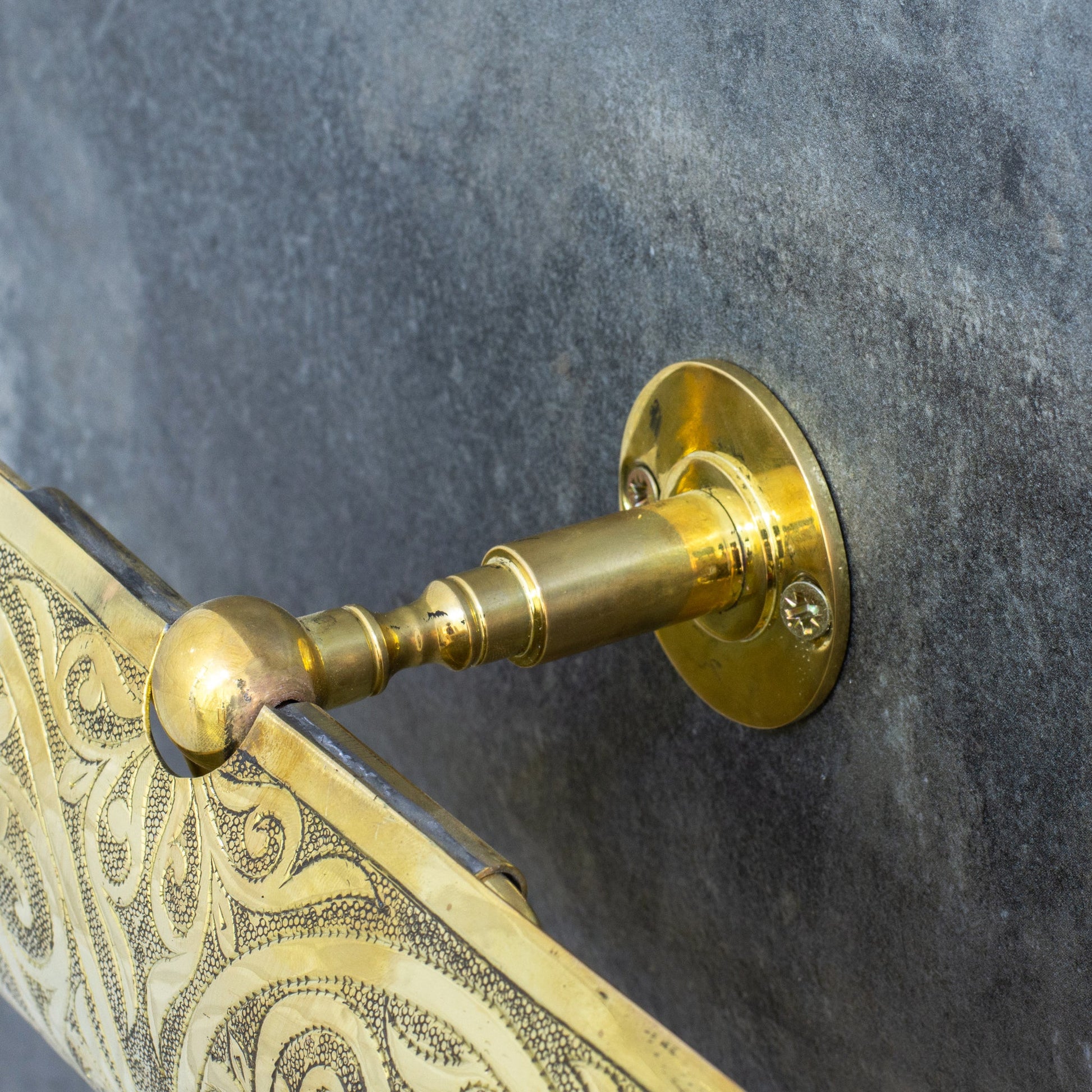 Handcrafted Unlacquered Brass Double Toilet Paper Holder | Engraved Sliding Cover - Insideast