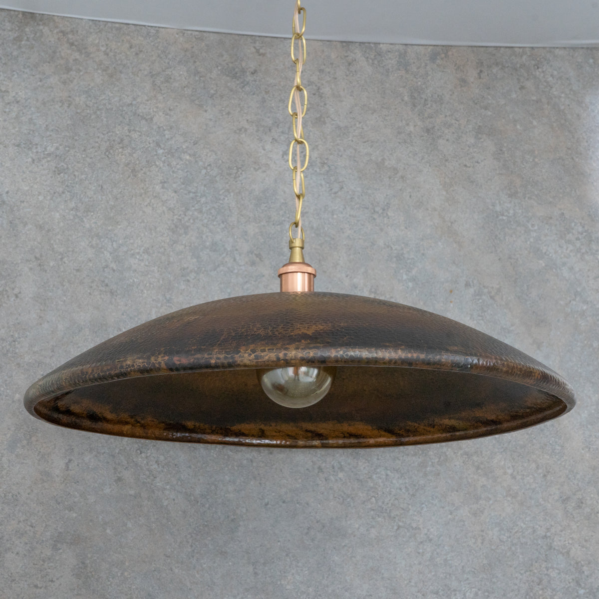 Rustic Copper Lights Handcrafted Copper Pendant Light - Rustic Wide Saucer Design – Insideast