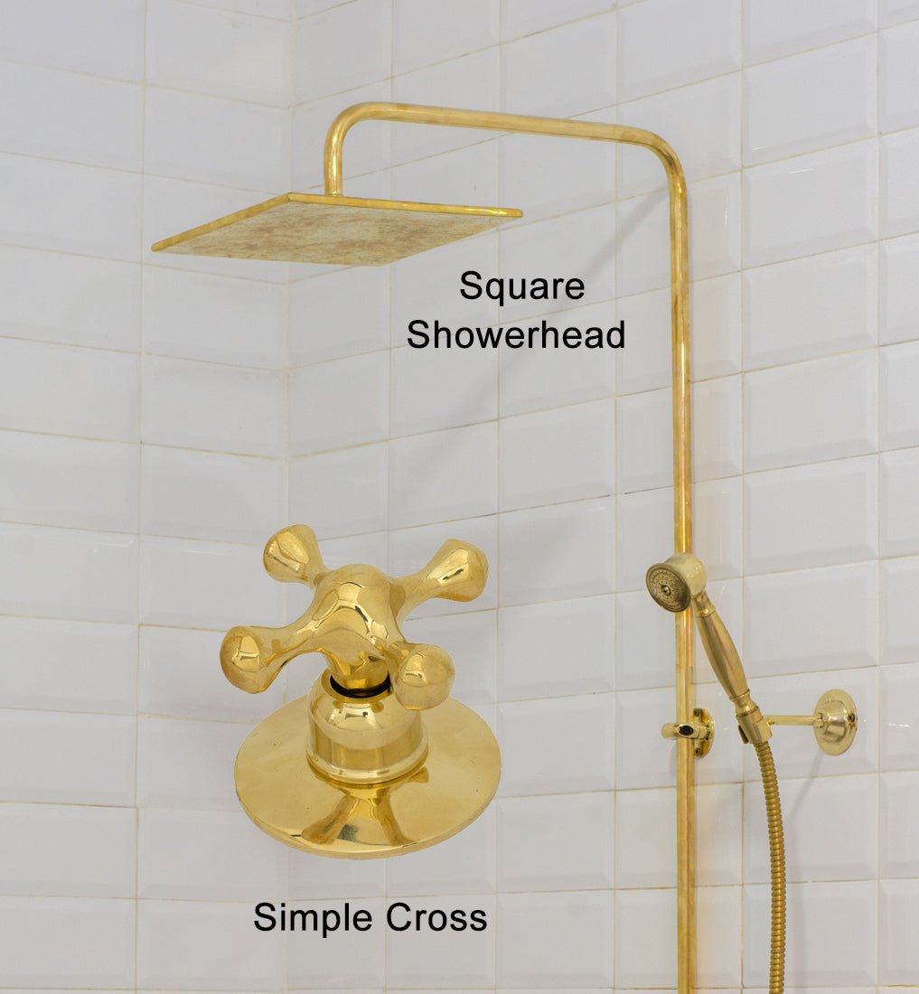 Heritage - Unlacquered Brass Exposed Shower System With Handheld - Insideast