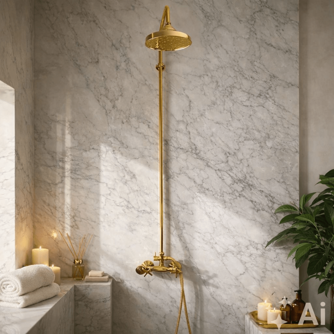 Heritage - Unlacquered Brass Exposed Shower System With Handheld - Insideast