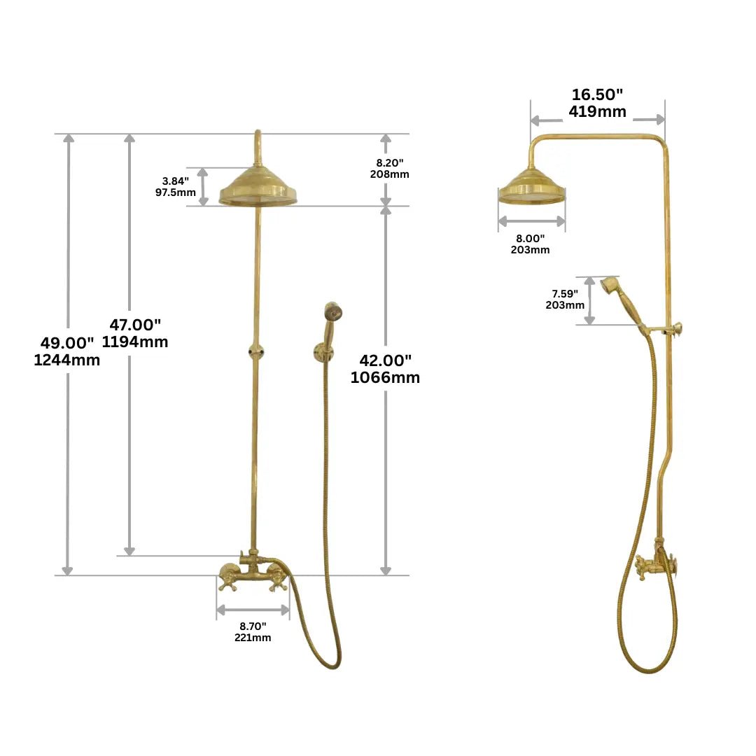 Heritage - Unlacquered Brass Exposed Shower System With Handheld - Insideast