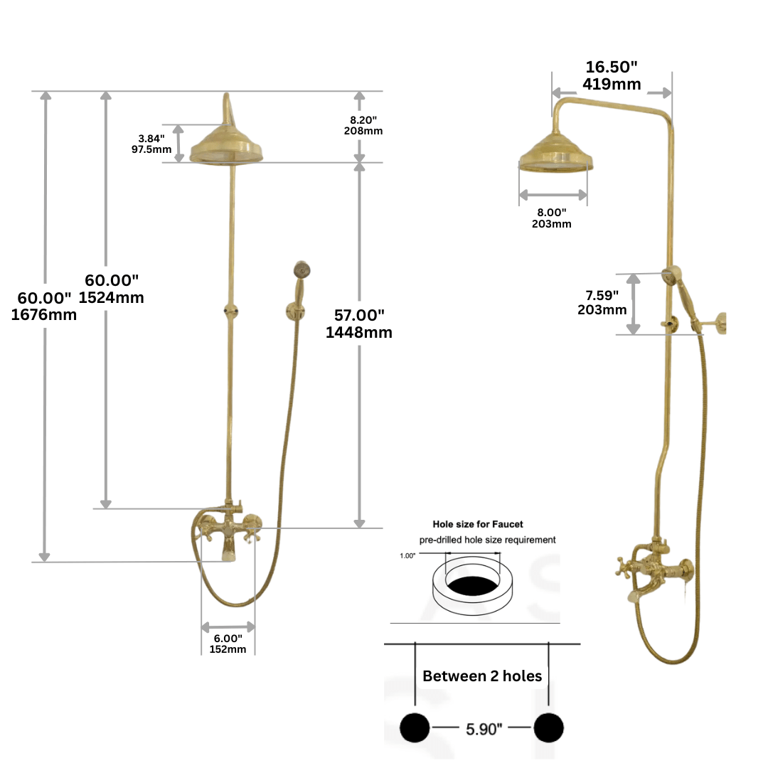 Heritage - Unlacquered Brass Exposed Shower System With Tub Filler - Insideast