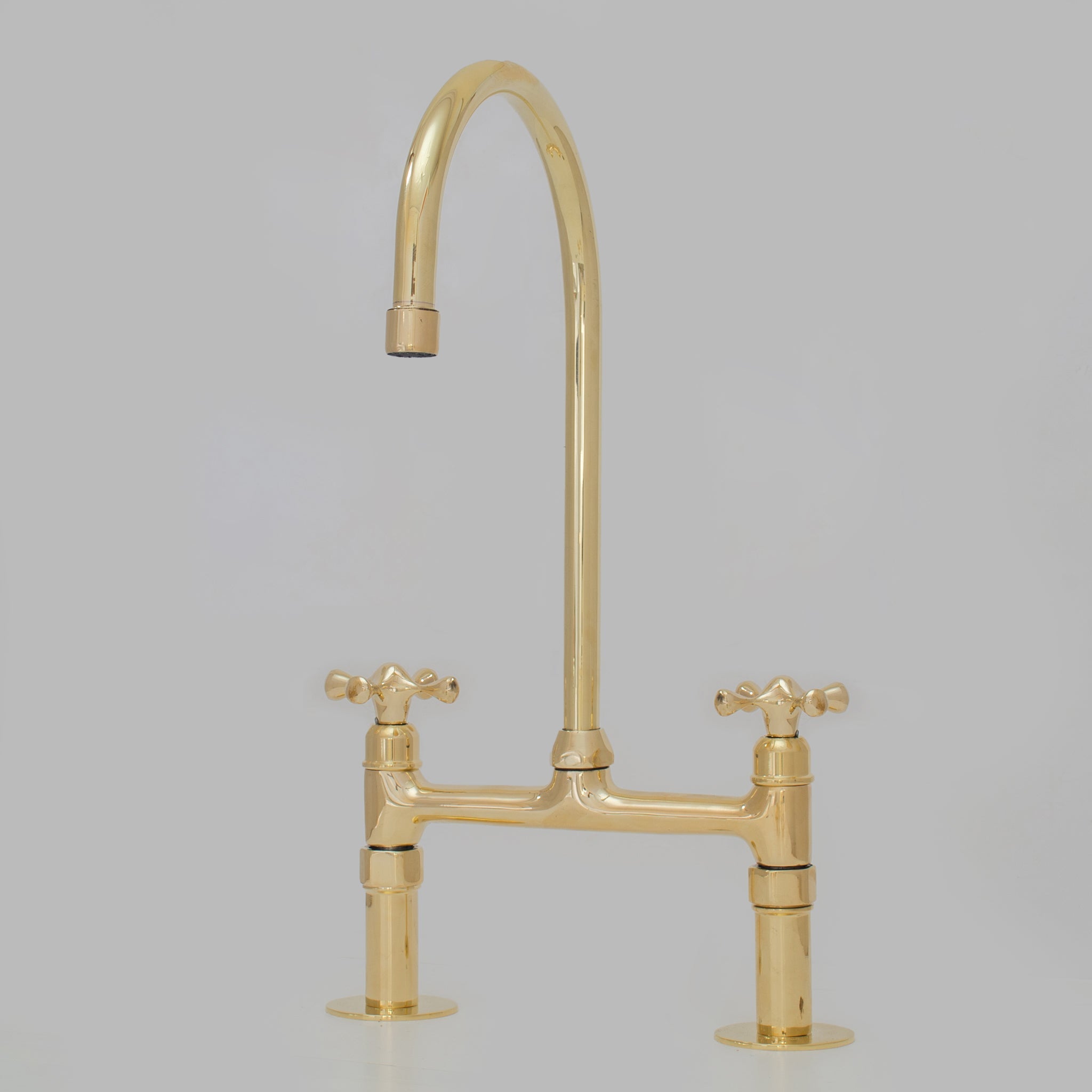 Heritage - Unlacquered Brass Kitchen Bridge Faucet - Insideast