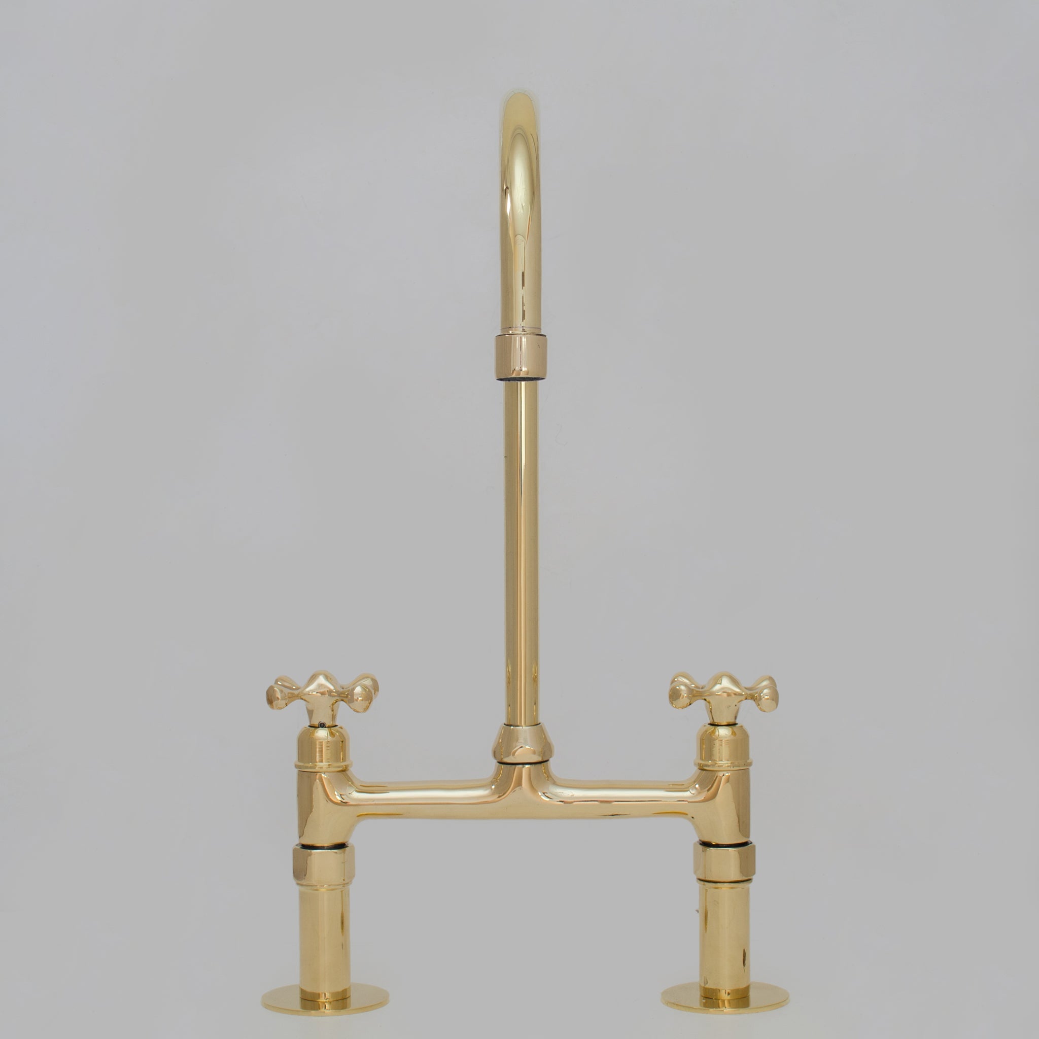 Heritage - Unlacquered Brass Kitchen Bridge Faucet - Insideast