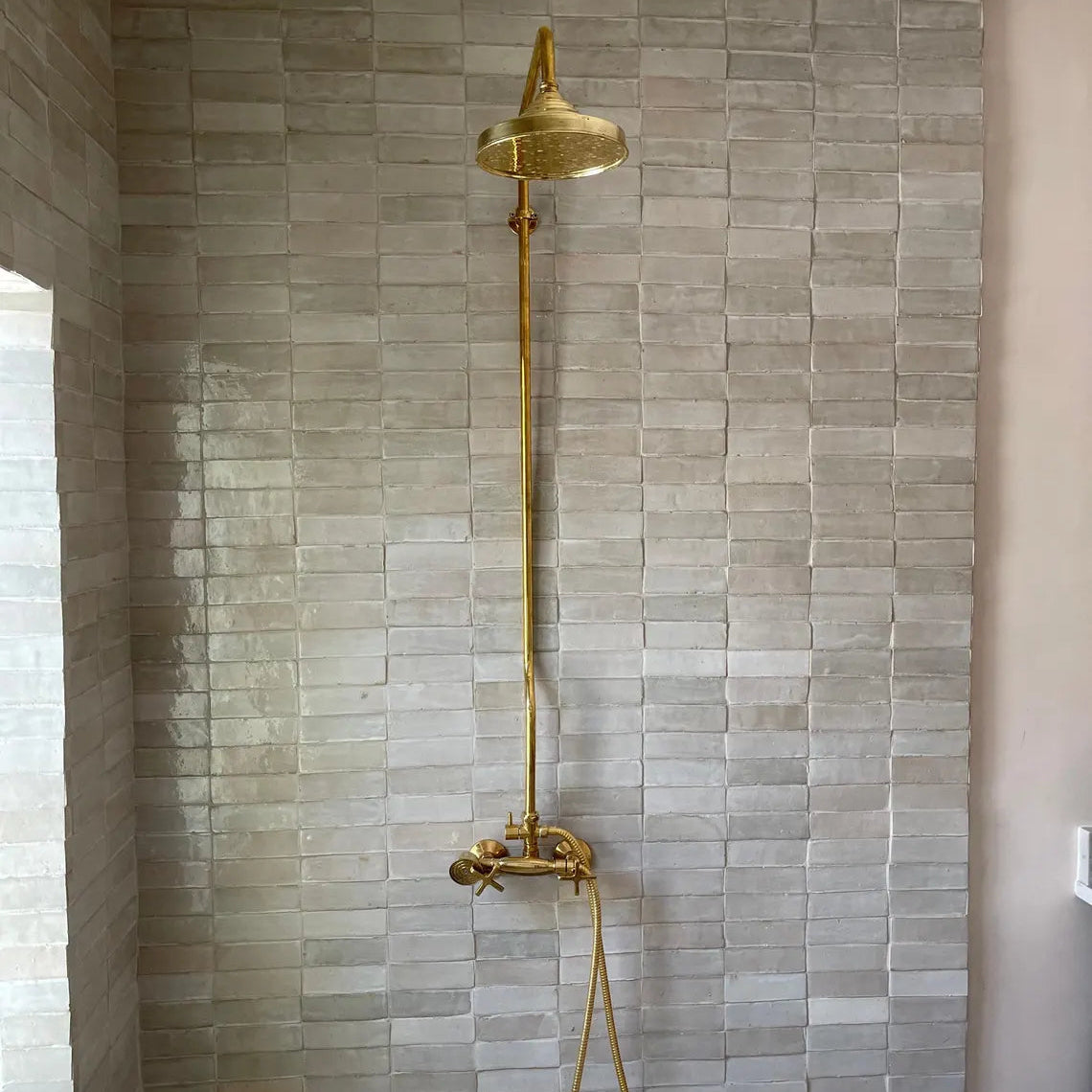 Heritage - Unlacquered Brass Exposed Shower System With Handheld