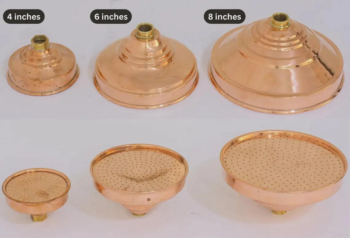 Unlacquered Solid Copper Rain Shower Head, Large Round Handcrafted Vintage Showerhead, Works Outdoor