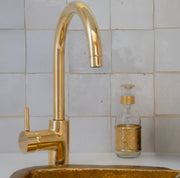 Unlacquered Brass Kitchen Faucet, Island Faucet, Antique Brass Sink Mixer Tap