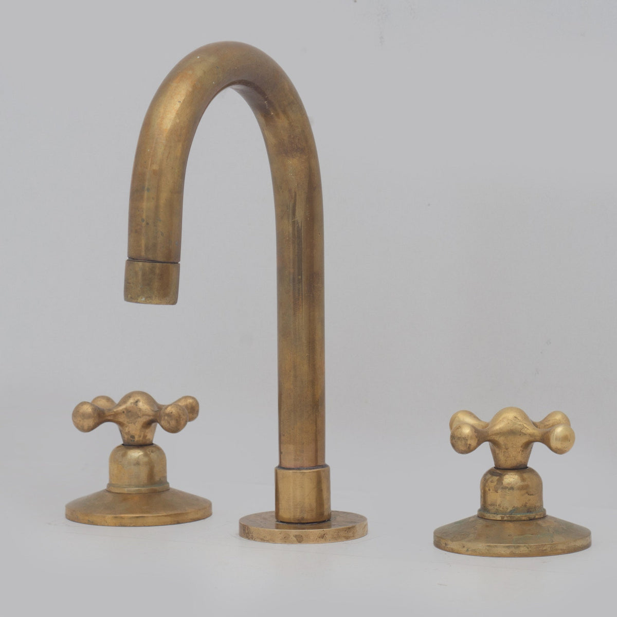 Widespread 3-Holes Solid Unlacquered Brass Faucet | Deck Mount Vanity Sink Faucet