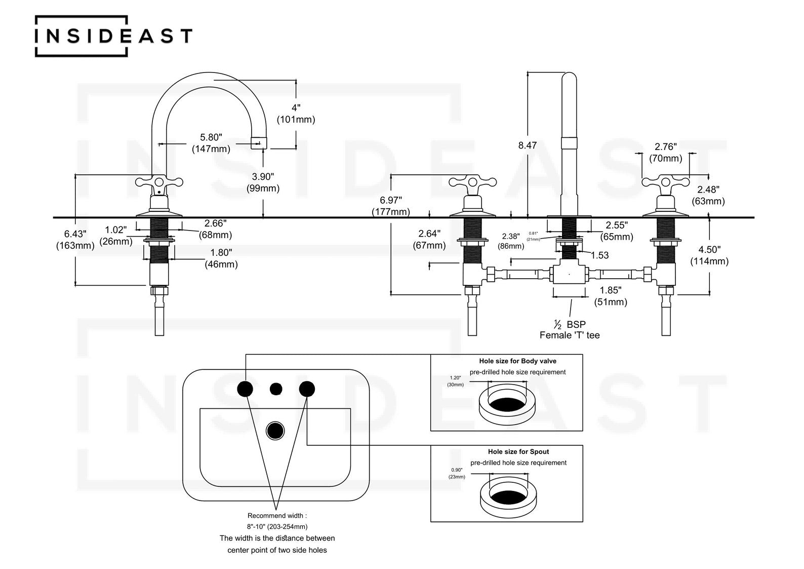 Deck Mounted Unlacquered Brass Faucet, Vanity Sink Faucet, Antique Brass Bathroom Faucet