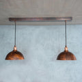 Oxidized Copper Ceiling Pendant Set, Copper Lampshade, Copper Ceiling Light Fixture, Copper Hanging Dome Light Set Kitchen Island