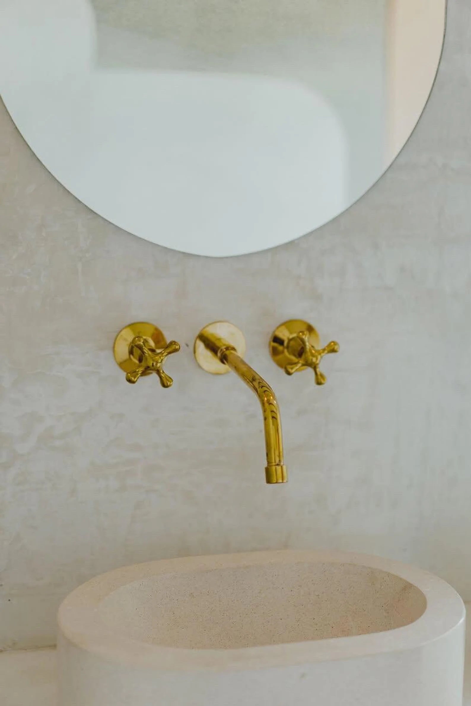 Unlacquered Brass Faucet, Wall Mount Bathroom Sink Faucet