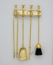 Wall-Mounted Solid Brass Fireplace Tools, Handcrafted Fireplace Set