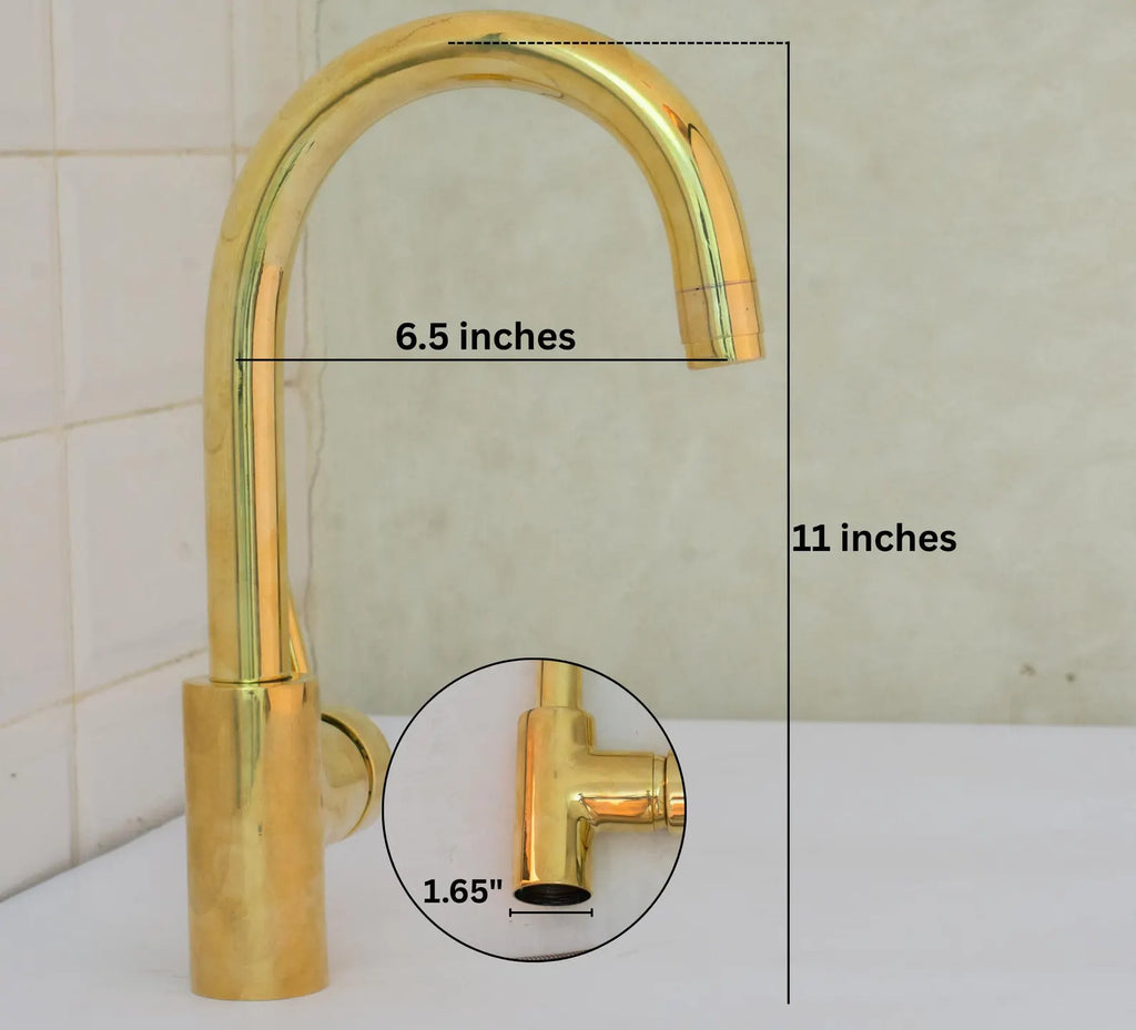 Unlacquered Brass Mixer Faucet, Single Hole Faucet Lever Handle Tap, Compact Faucet For Bathroom, Brass Short Faucet