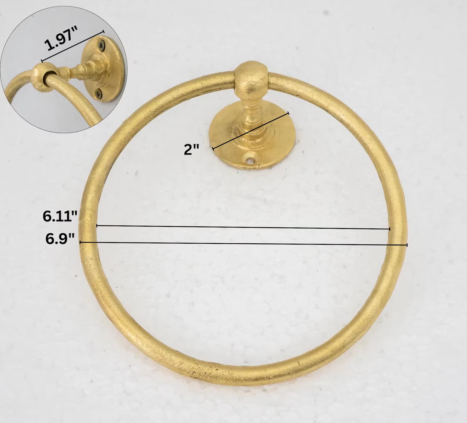 Unlacquered Brass Wall-Mounted Towel Ring Holder, Face Towel Hanger