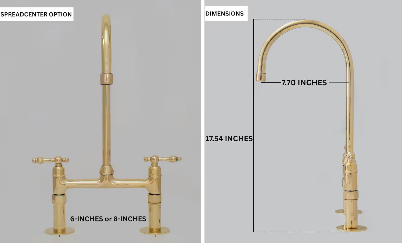 Heritage - Unlacquered Brass Kitchen Bridge Faucet - Simple cross Handle