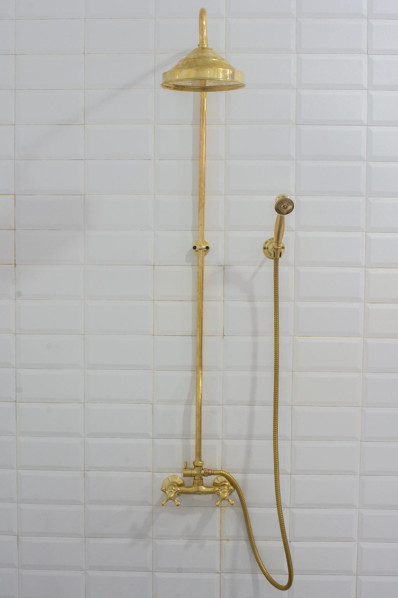 Heritage - Unlacquered Brass Exposed Shower System With Handheld