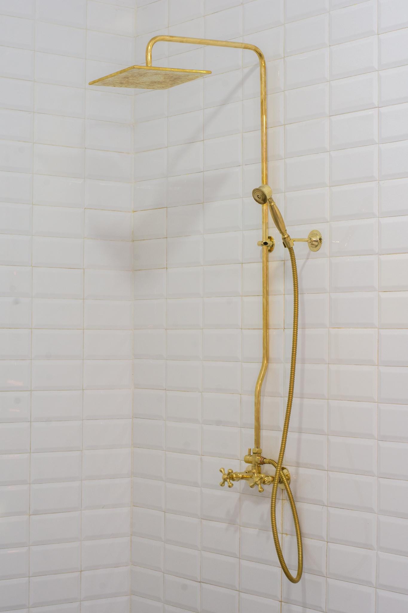 Heritage - Unlacquered Brass Exposed Shower System With Handheld