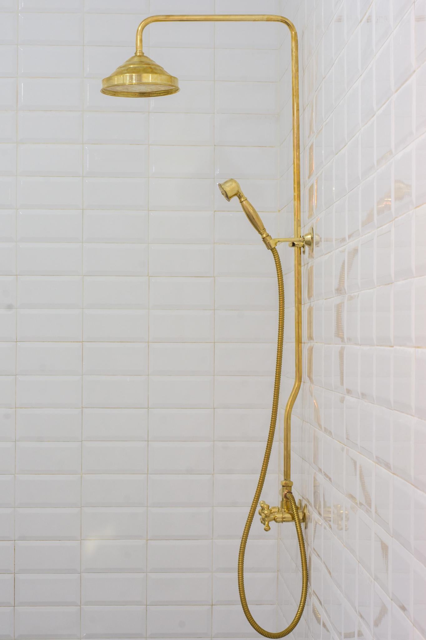 Heritage - Unlacquered Brass Exposed Shower System With Handheld