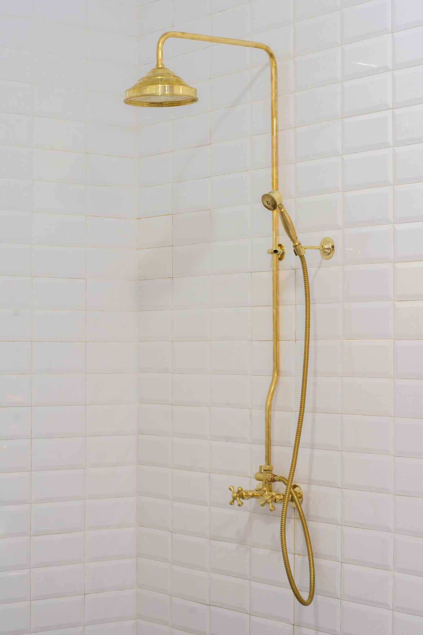 Heritage - Unlacquered Brass Exposed Shower System With Handheld
