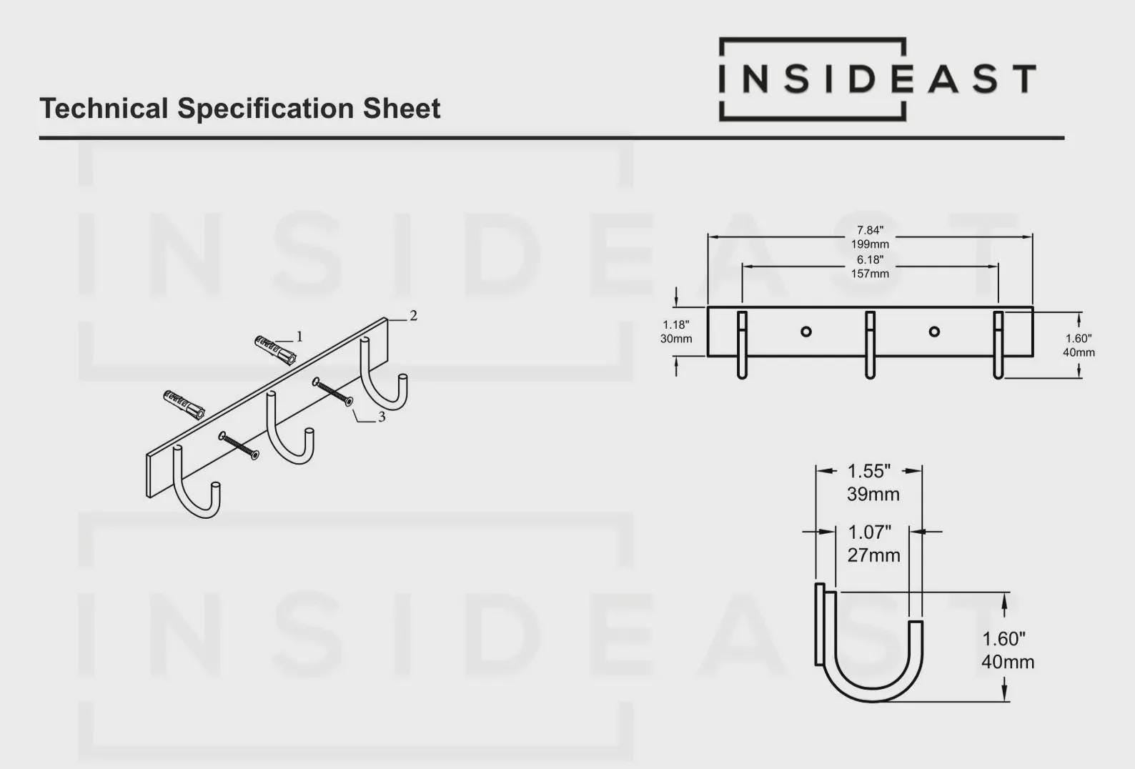 Vintage Brass Hooks Rail | Coat Rack Hooks