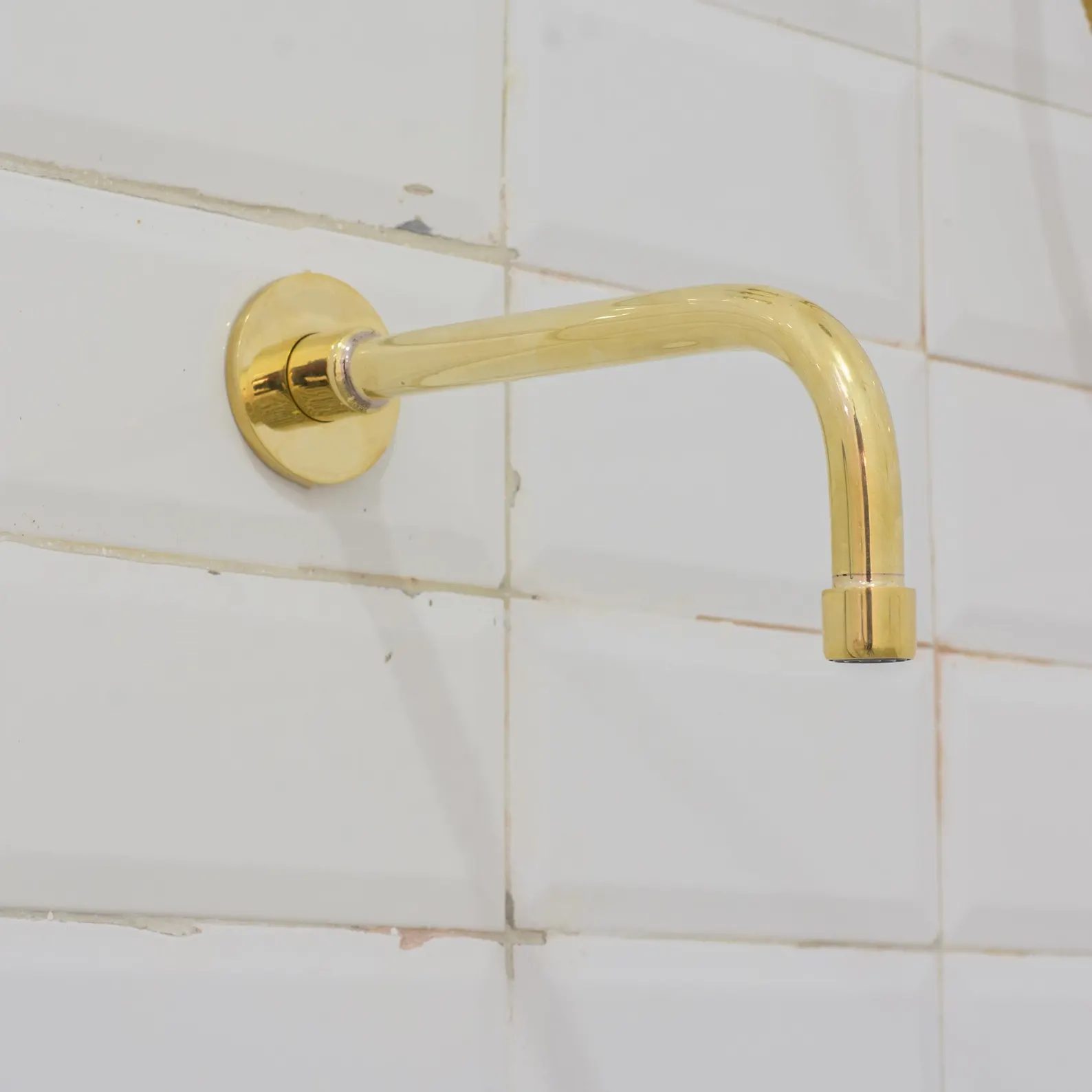Unlacquered Brass Ceiling Shower System, 2-Outlet Shower, Overhead Shower With Tub Filler, Ceiling Mount Showerhead with Tub Faucet