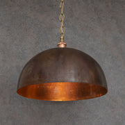 Large Rustic Copper Pendant Light - Aged Dome Ceiling Fixture - Hand - Hammered Moroccan Copper Lamp - Insideast
