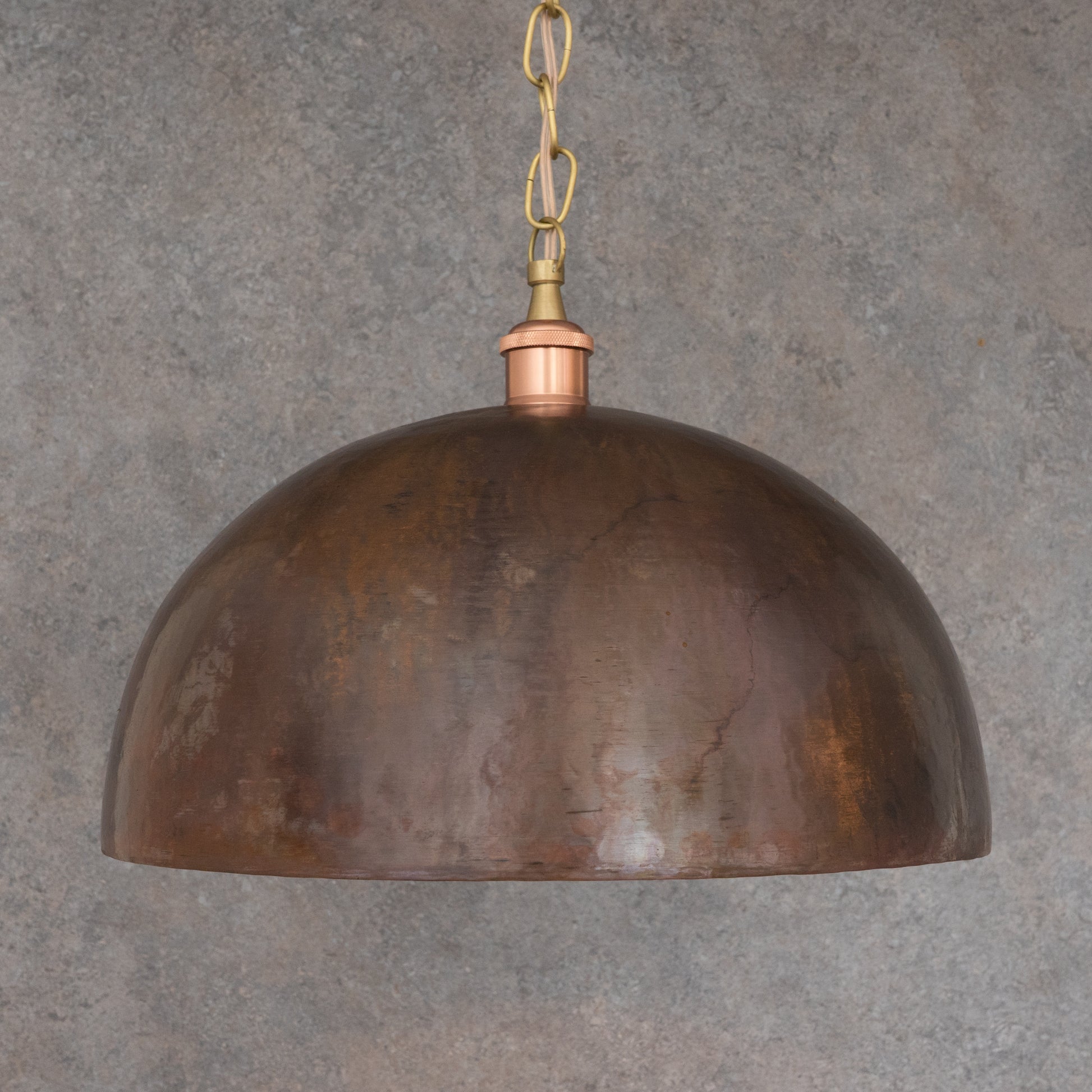 Large Rustic Copper Pendant Light - Aged Dome Ceiling Fixture - Hand - Hammered Moroccan Copper Lamp - Insideast