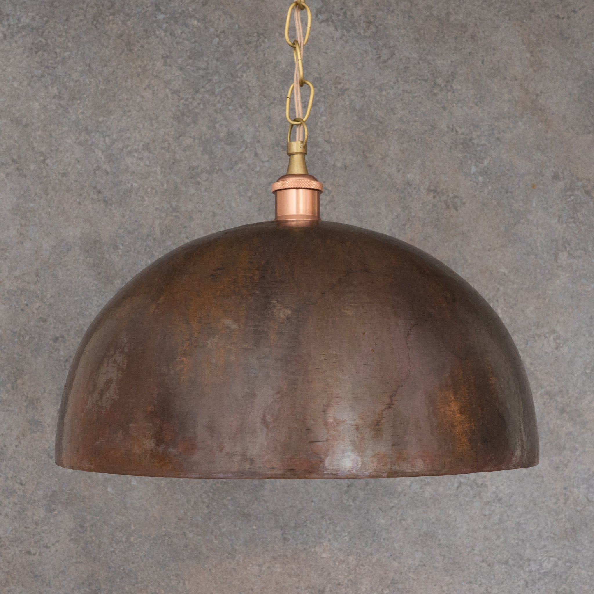 Large Rustic Copper Pendant Light - Aged Dome Ceiling Fixture - Hand - Hammered Moroccan Copper Lamp - Insideast