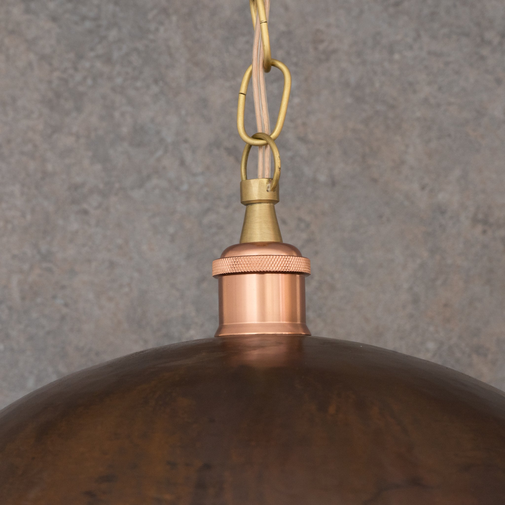 Large Rustic Copper Pendant Light - Aged Dome Ceiling Fixture - Hand - Hammered Moroccan Copper Lamp - Insideast