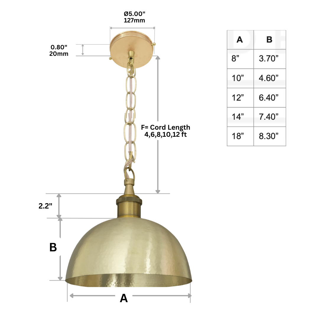 Luminous Soft - Hammered Brass Dome Pendant - Traditional Moroccan brass Light - Insideast