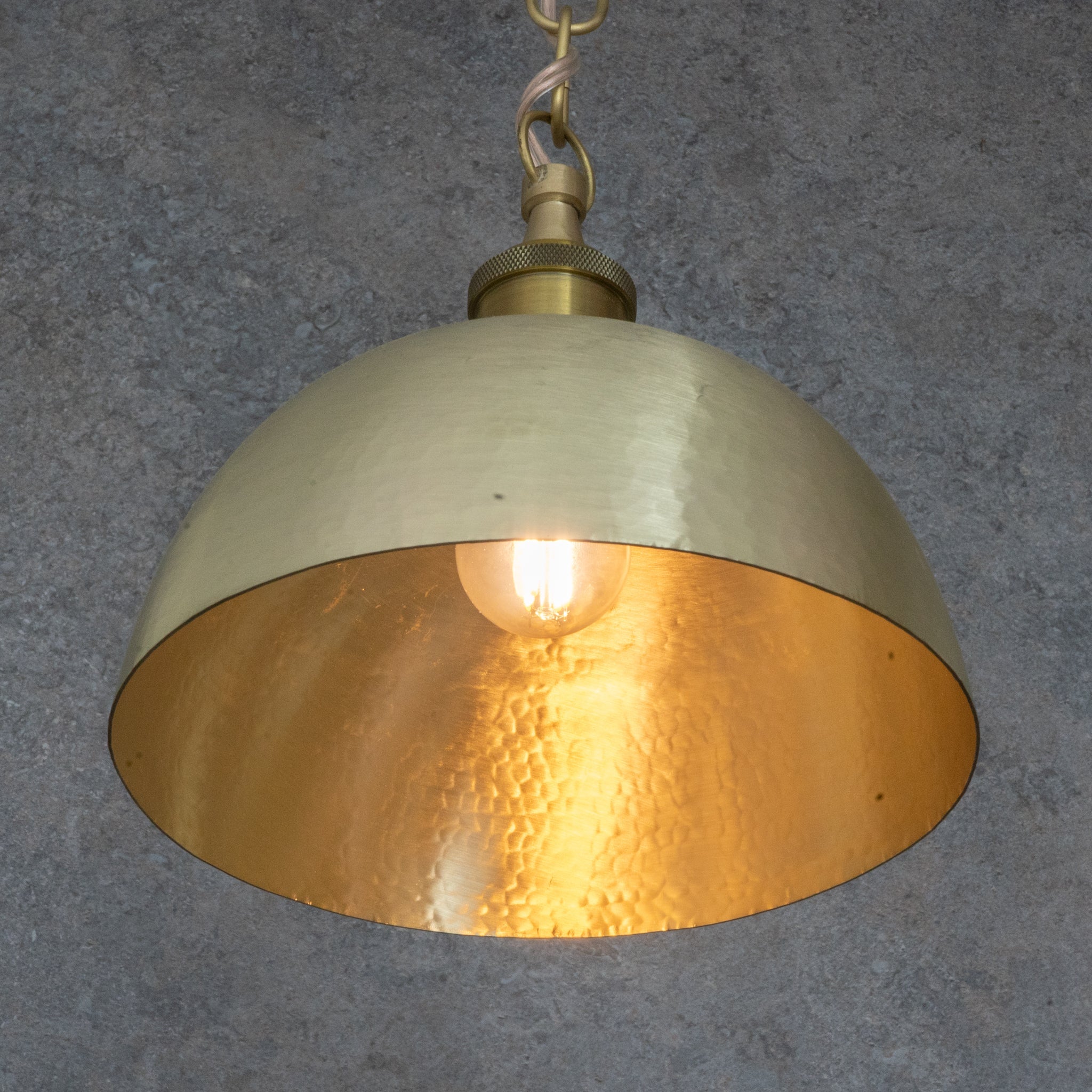 Luminous Soft - Hammered Brass Dome Pendant - Traditional Moroccan brass Light - Insideast