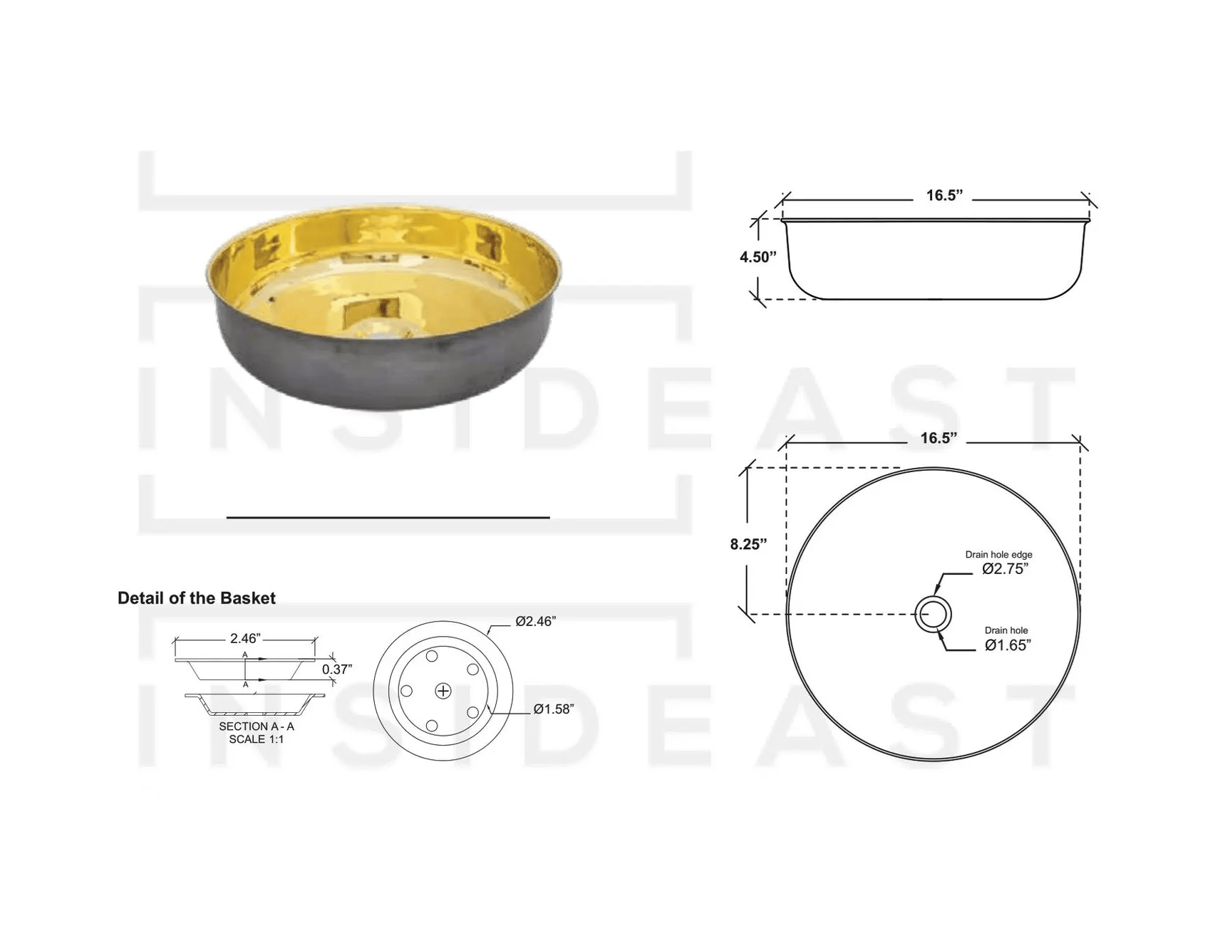 Oil Rubbed Bronze Brass Countertop Vessel Sink, Brass Bathroom Round Basin Sink - Insideast