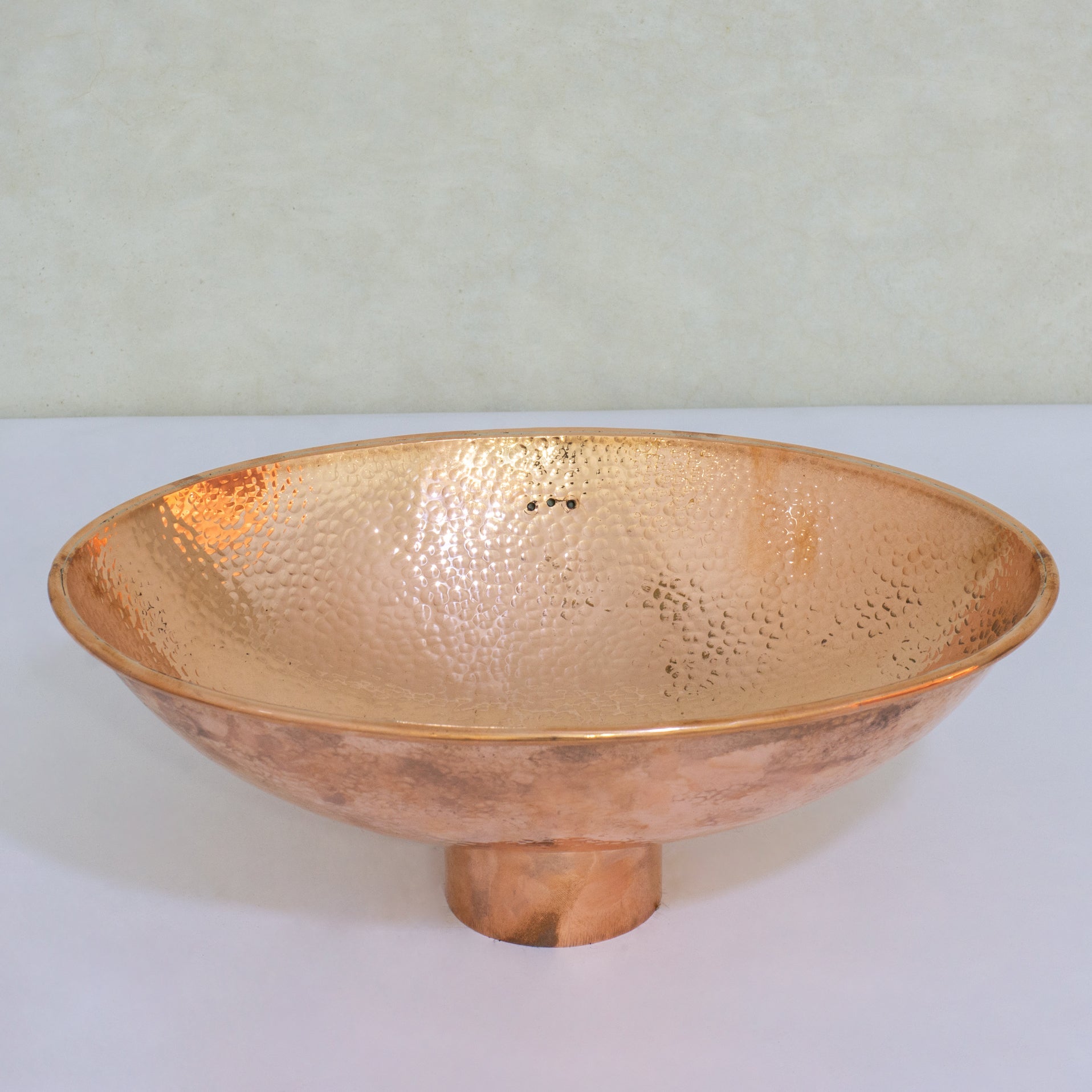 Oval Solid Copper Vessel Sink, Hammered Bathroom Vanity Sink, Powder Room Basin Sink - Insideast