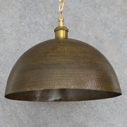 Oversized Dark Bronze Copper Pendant - Large Hammered Dome Light for Entryway & Dining - Insideast