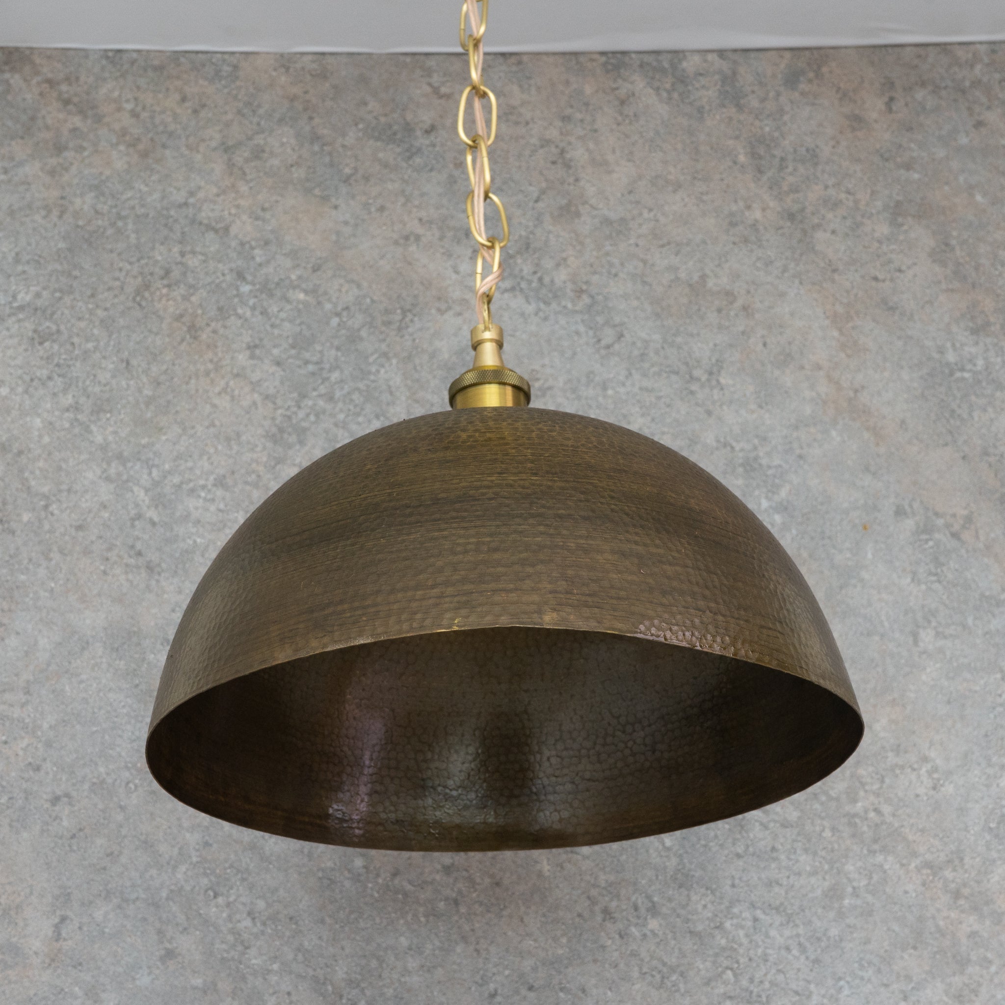 Oversized Dark Bronze Copper Pendant - Large Hammered Dome Light for Entryway & Dining - Insideast