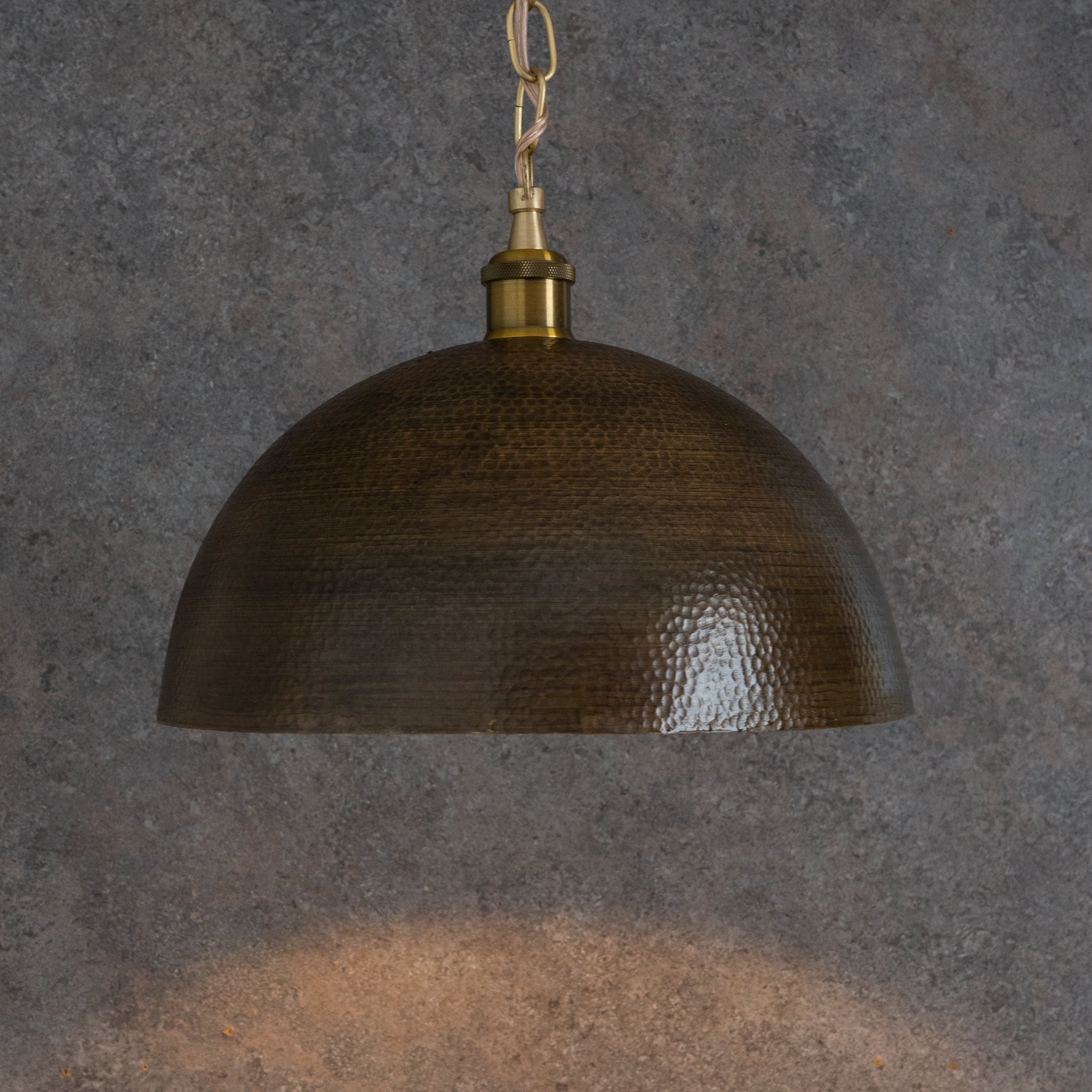 Oversized Dark Bronze Copper Pendant - Large Hammered Dome Light for Entryway & Dining - Insideast