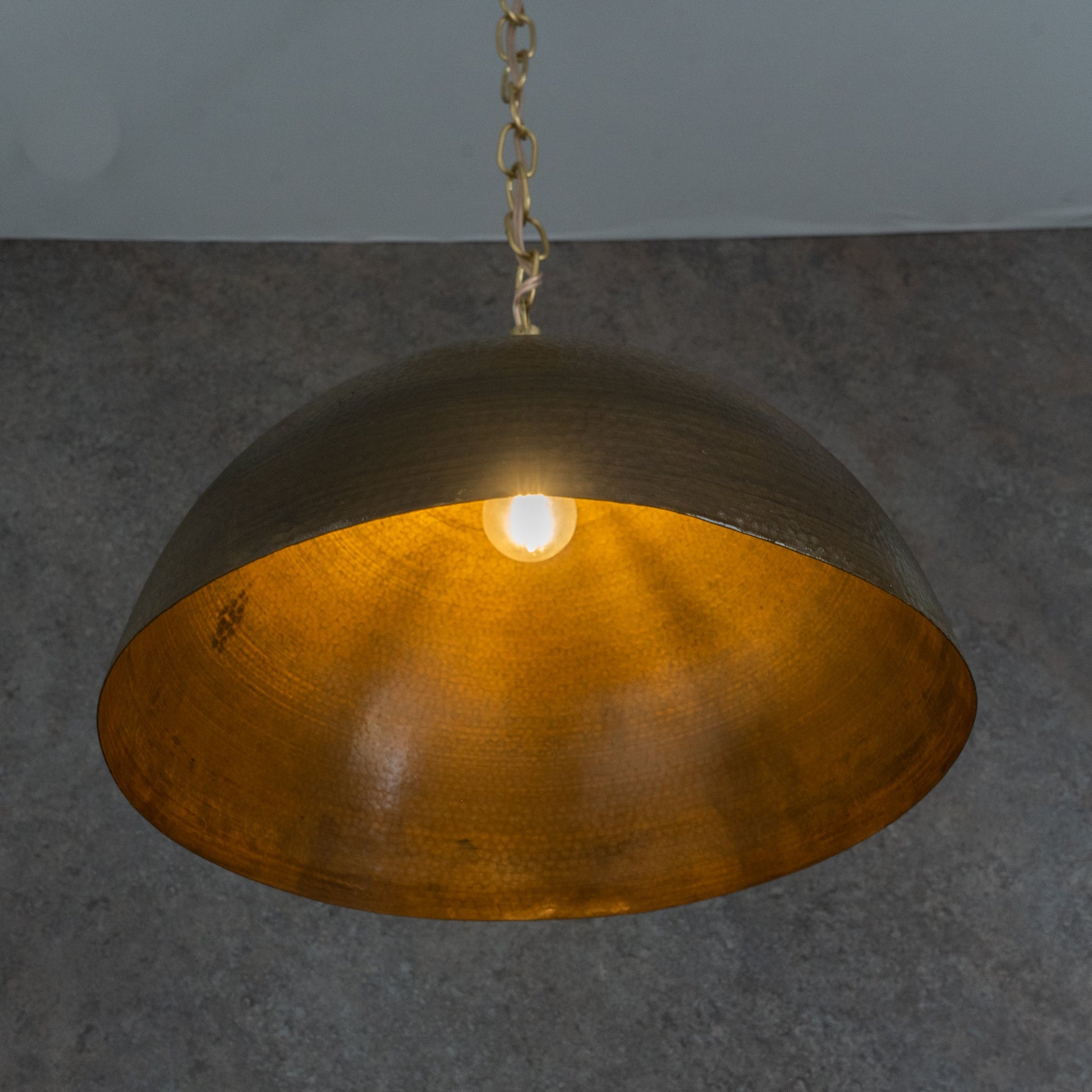Oversized Dark Bronze Copper Pendant - Large Hammered Dome Light for Entryway & Dining - Insideast