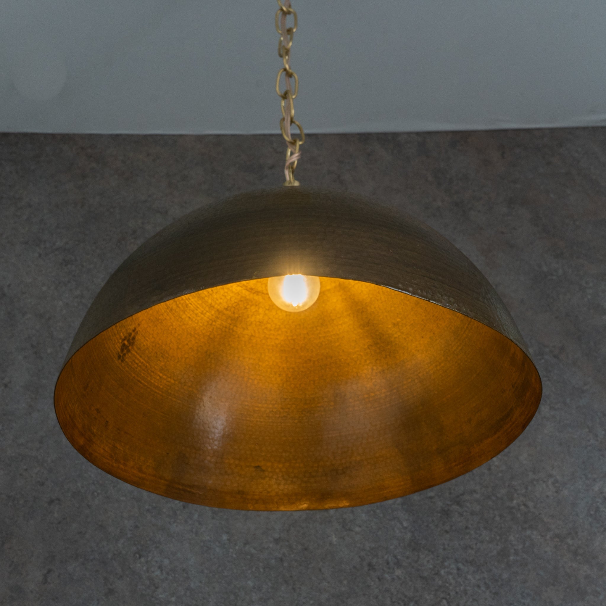 Oversized Dark Bronze Copper Pendant - Large Hammered Dome Light for Entryway & Dining - Insideast