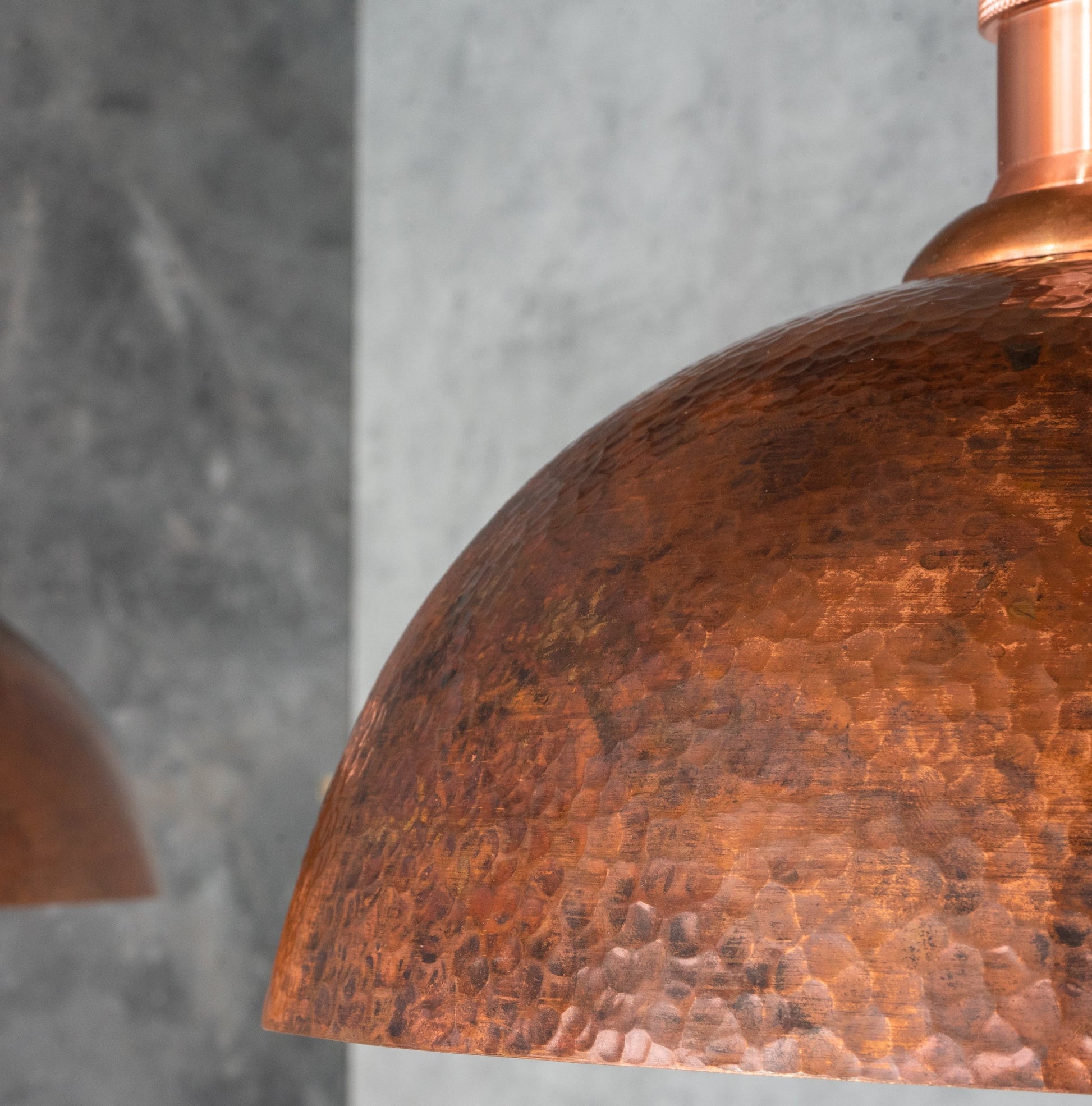 Oxidized Copper Ceiling Pendant Set, Copper Lampshade, Copper Ceiling Light Fixture, Copper Hanging Dome Light Set Kitchen Island - Insideast