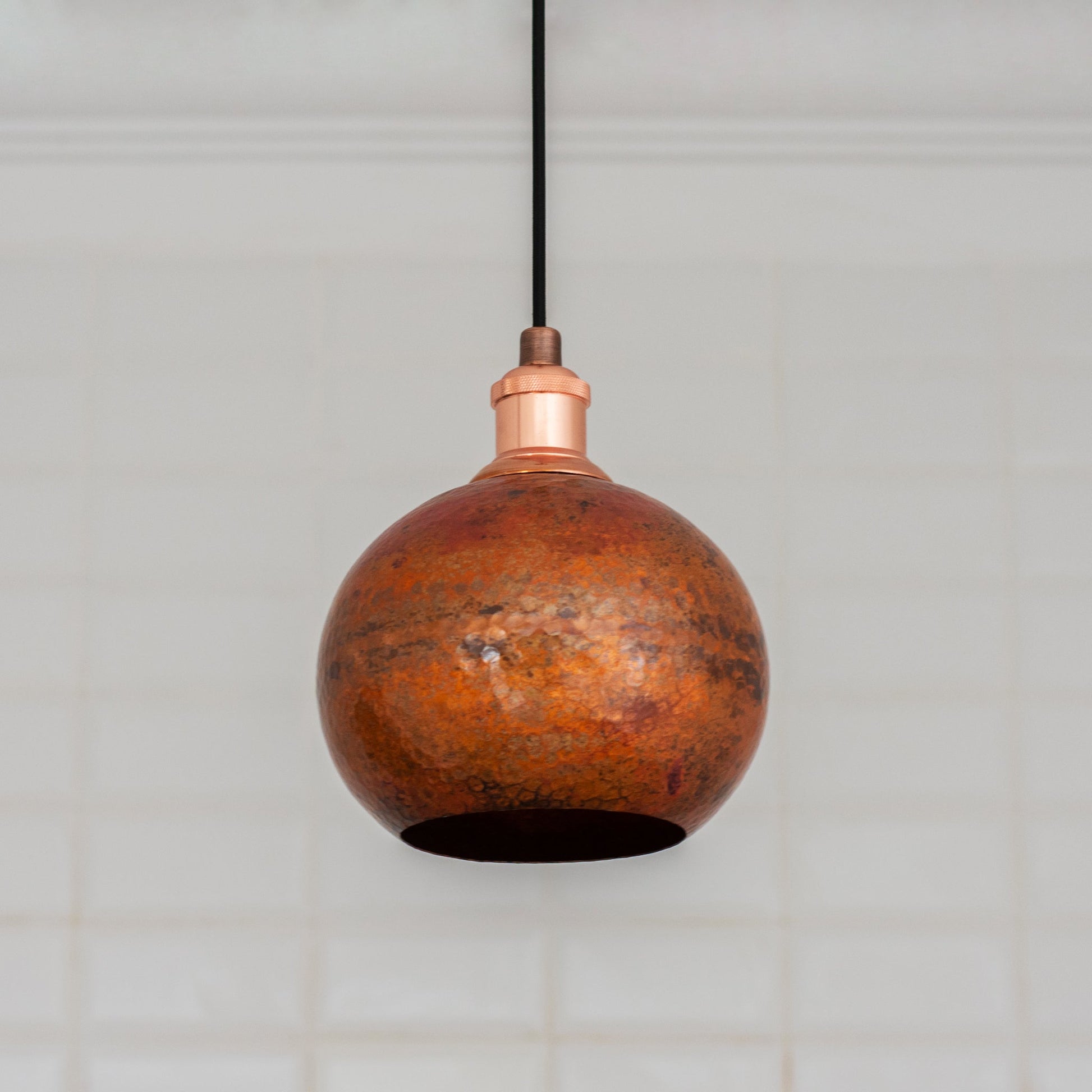Oxidized Copper Pendant Light, Globe Pendant Light Copper, Ball Light Shade, Round Hanging Lamp Copper, Orb Ceiling Lamp - Insideast