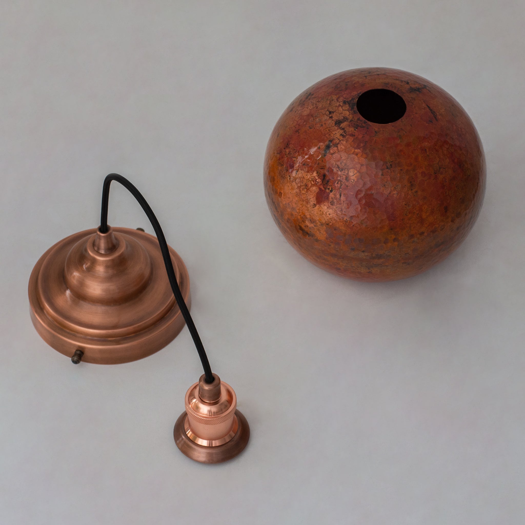 Oxidized Copper Pendant Light, Globe Pendant Light Copper, Ball Light Shade, Round Hanging Lamp Copper, Orb Ceiling Lamp - Insideast