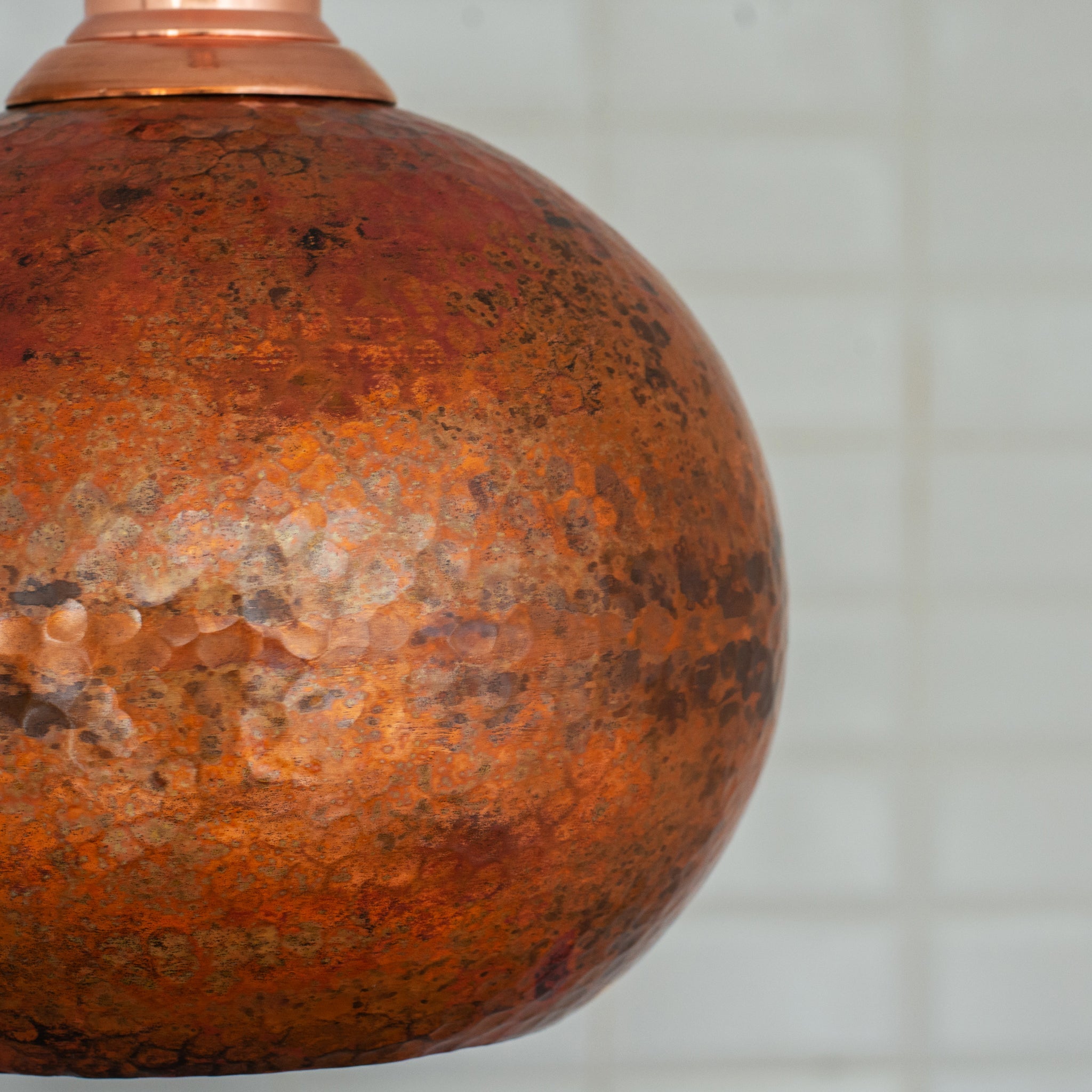 Oxidized Copper Pendant Light, Globe Pendant Light Copper, Ball Light Shade, Round Hanging Lamp Copper, Orb Ceiling Lamp - Insideast