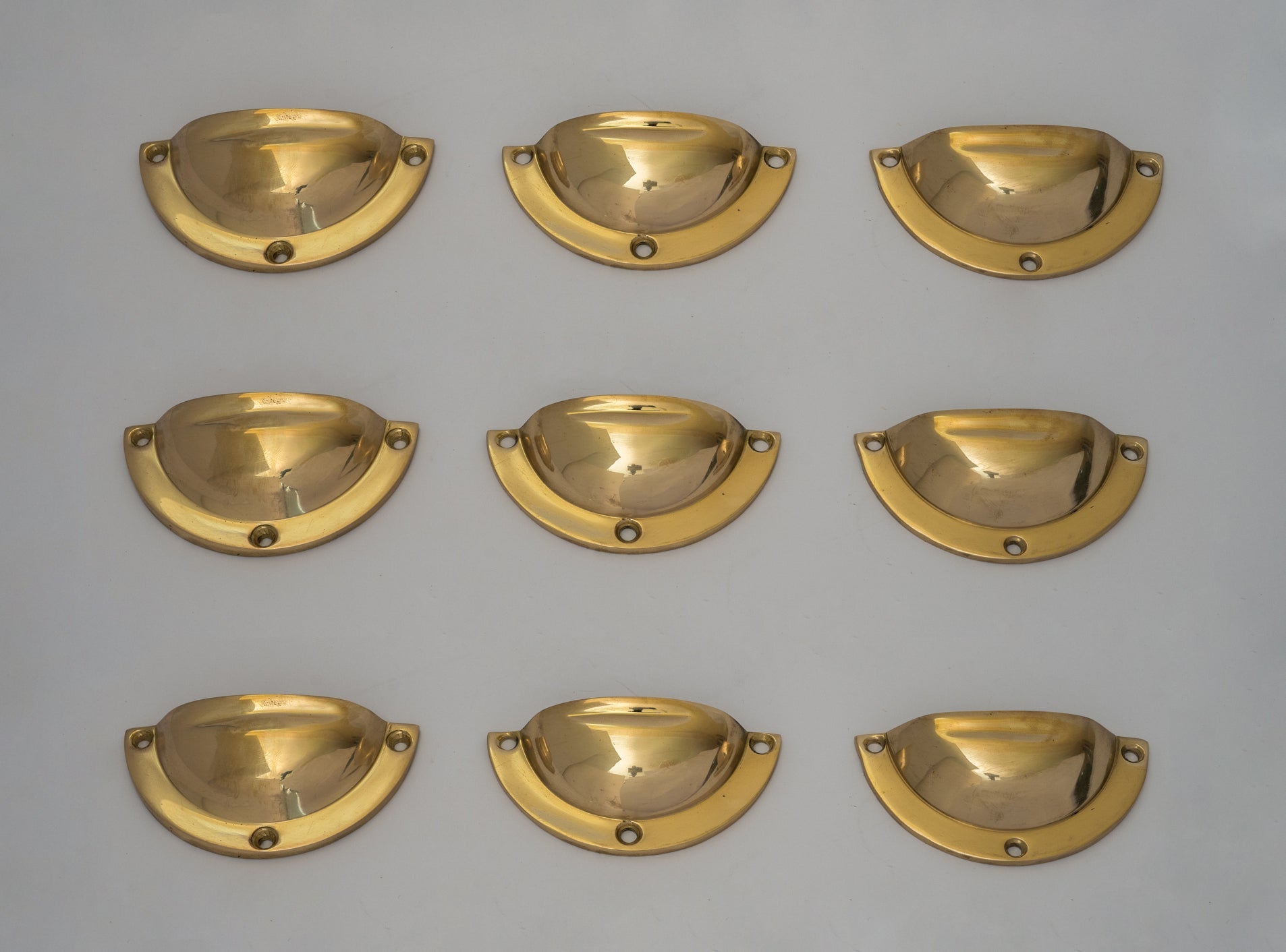 Pack of 3 Brass Kitchen Cup Handles, Handmade Cabinet Knobs, Unlacquered Brass Cup Pull Handles - Insideast