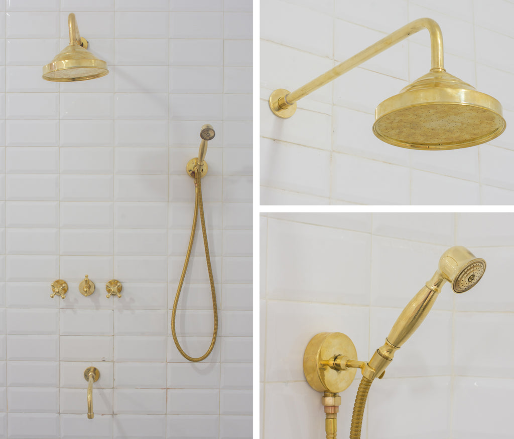 Unlacquered Brass Shower | Rain Shower Set | 3 Options