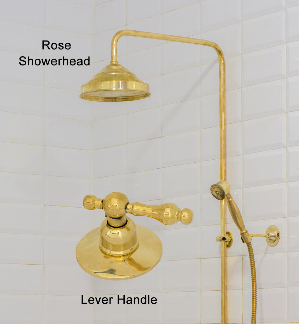 Heritage - Unlacquered Brass Exposed Shower System With Handheld