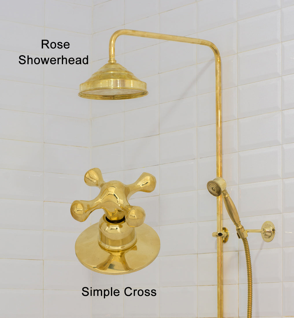 Heritage - Unlacquered Brass Exposed Shower System With Handheld